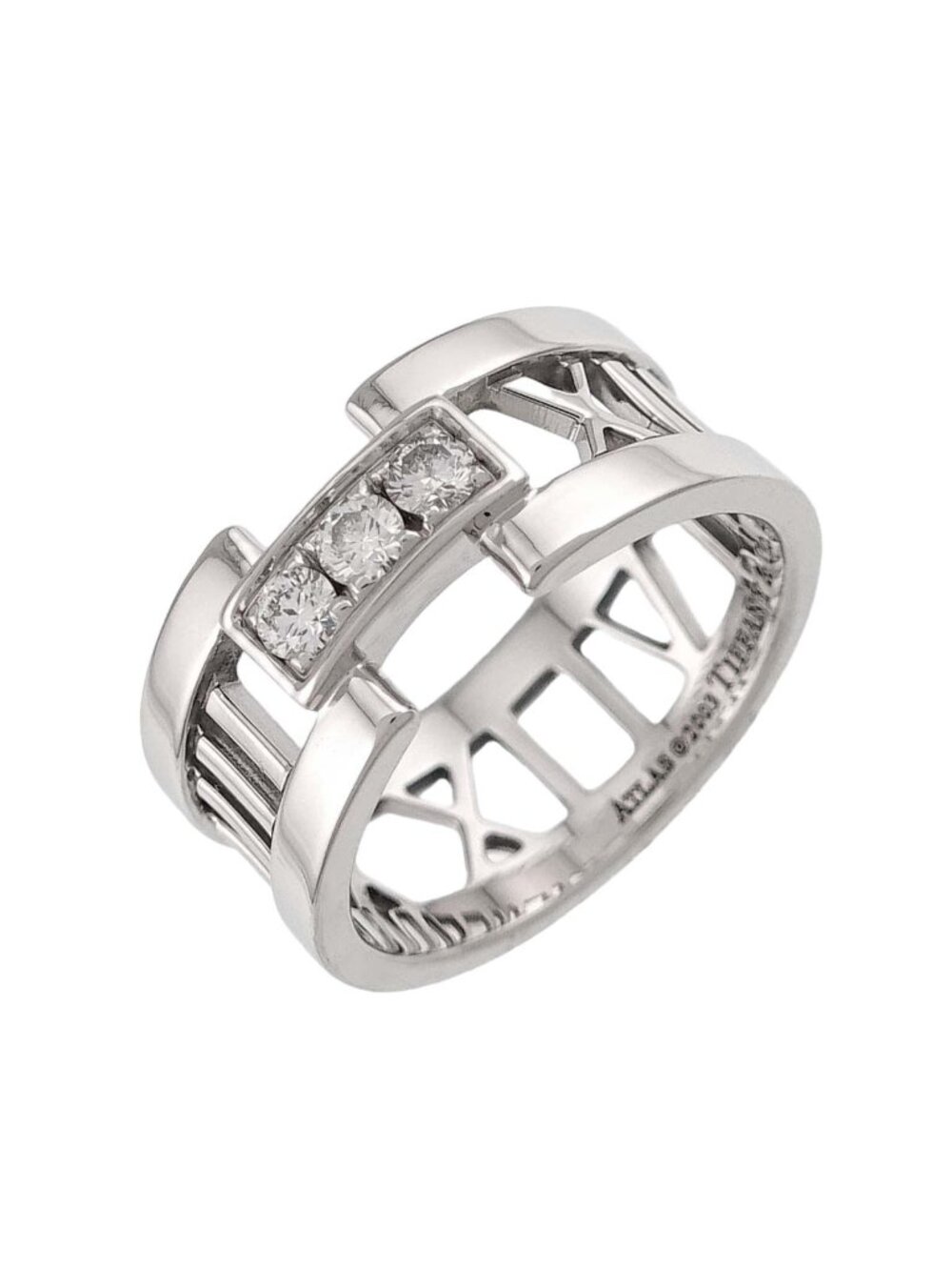 Tiffany & Co Atlas Open Heart Ring Diamond 18k White Gold 750